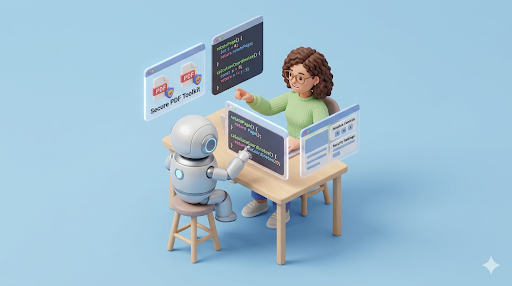 AIと人間が協力してPDFツールを開発しているイメージ